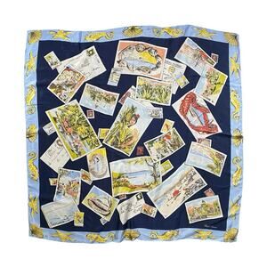 Vintage 80s Ralph Lauren World Traveler Silk Scarf - 34x34
